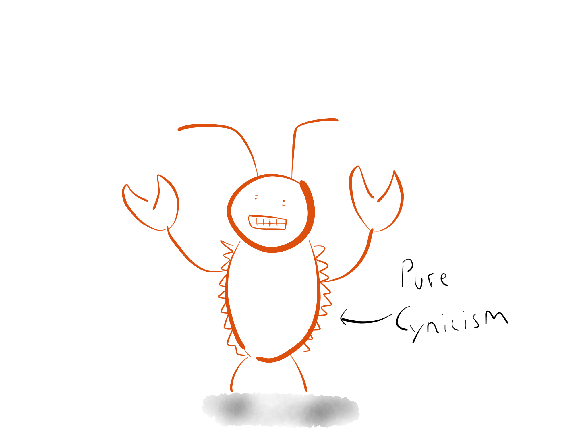A lobster with armor made of cynicism